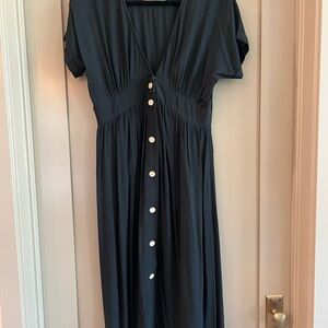 The Normal Brand Navy Button-Down Midi Dress